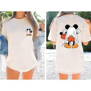 Disney Halloween Mickey Ghost Spooky Season Cute Festive2 Sided T Shirt